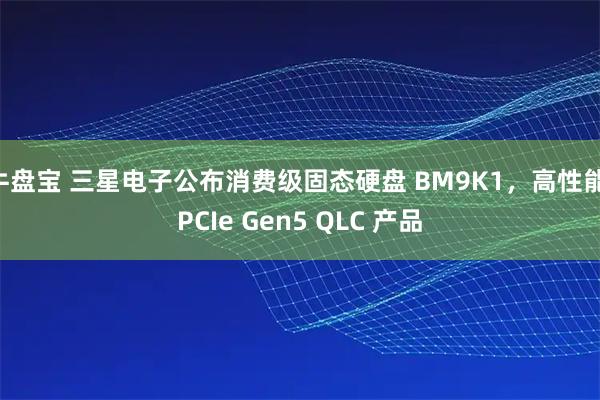 牛盘宝 三星电子公布消费级固态硬盘 BM9K1，高性能 PCIe Gen5 QLC 产品